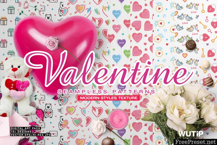 Valentine Seamless Patterns CV7LLL - AI, EPS, PNG, JPG