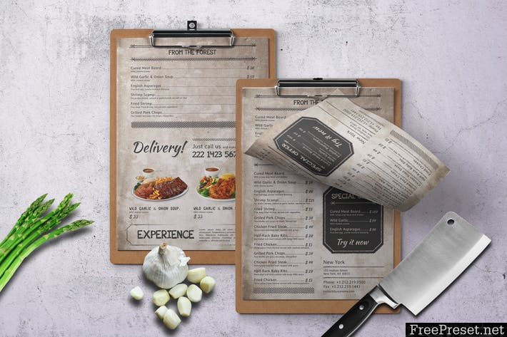 Vintage Food Menu 9A95ZF - PSD