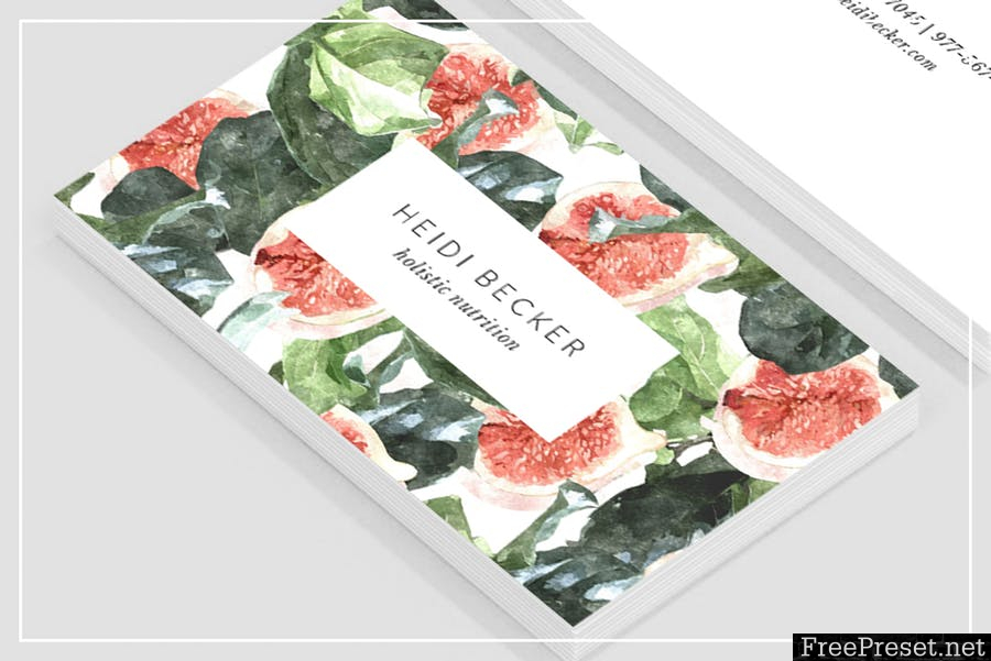 Watercolor Fig Pattern Business Card 2YUKNS - PSD