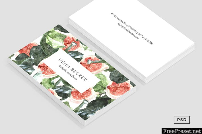 Watercolor Fig Pattern Business Card 2YUKNS - PSD