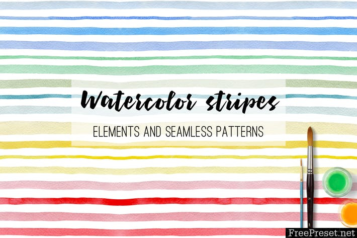Watercolor Stripes and Patterns TSQS3L - EPS, JPG, PNG
