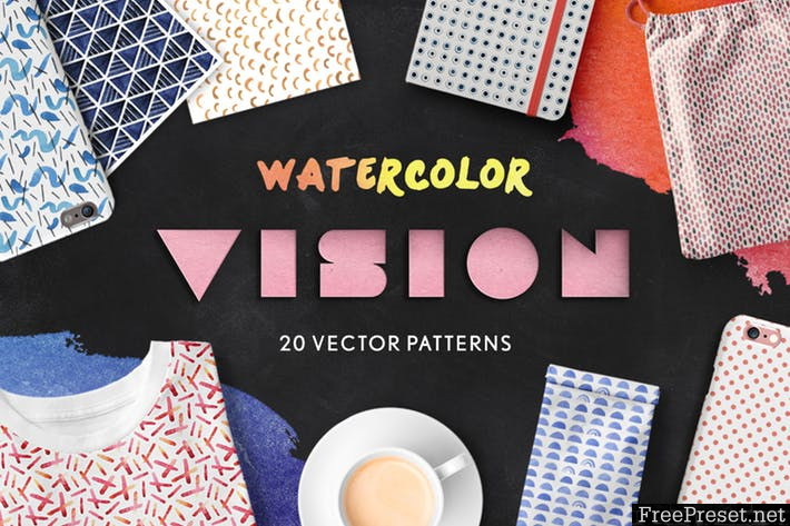 Watercolor Vision Vector Patterns HJLL8A - PNG, JPG, EPS