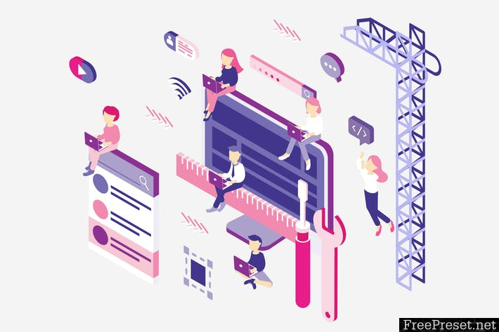 Web Design Isometric Illustration 6GKRWR - AI