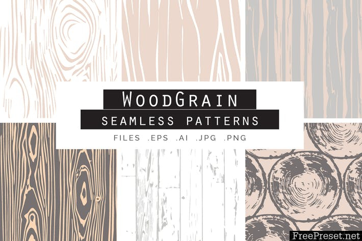 Woodgrain Seamless Vector Patterns 2Y9AQP - AI, EPS, JPG, PNG