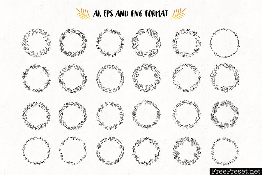 120 Unique Wreaths 4XWMW6 - AI, EPS, PNG, JPG