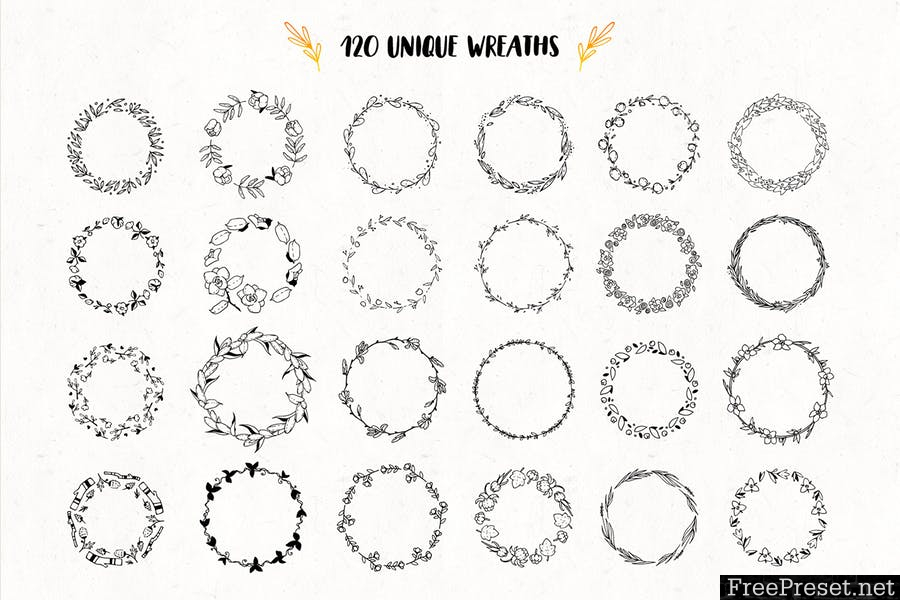 120 Unique Wreaths 4XWMW6 - AI, EPS, PNG, JPG