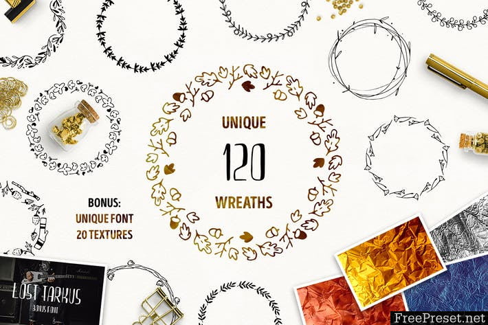 120 Unique Wreaths 4XWMW6 - AI, EPS, PNG, JPG