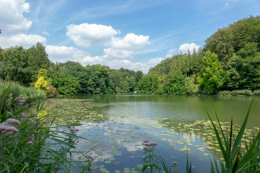 A photo of the pond in Chateau de la Hulpe, near Brussels