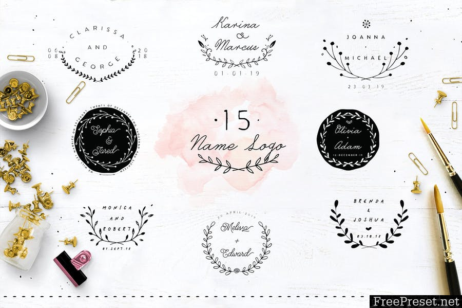 30 Save the Date Wreath Logo 83274F - AI, EPS