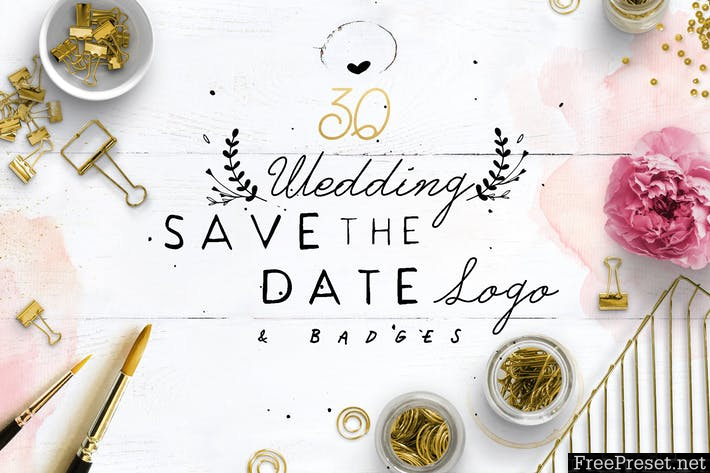 30 Save the Date Wreath Logo 83274F - AI, EPS