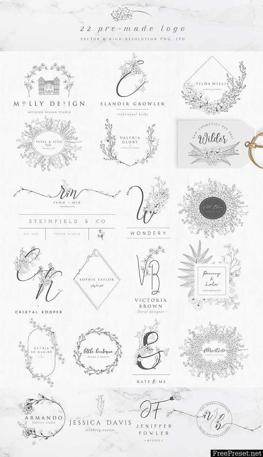 Flowered Monogram & Logo Collection 7TD5MS - EPS, PNG, JPG