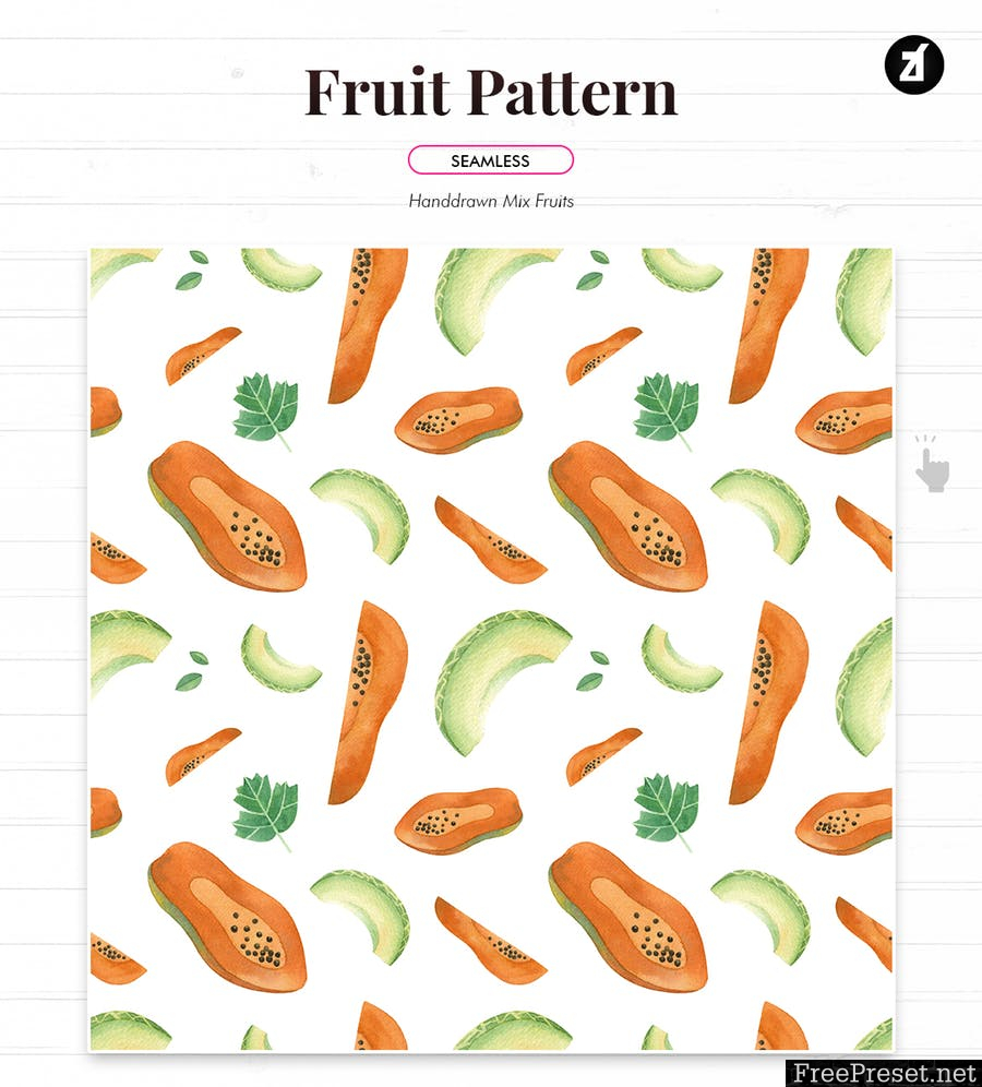 Fruits pattern hand-drawn watercolor illustration UHC2RPE - AI, EPS, JPG, PDF, PNG, PSD, SVG
