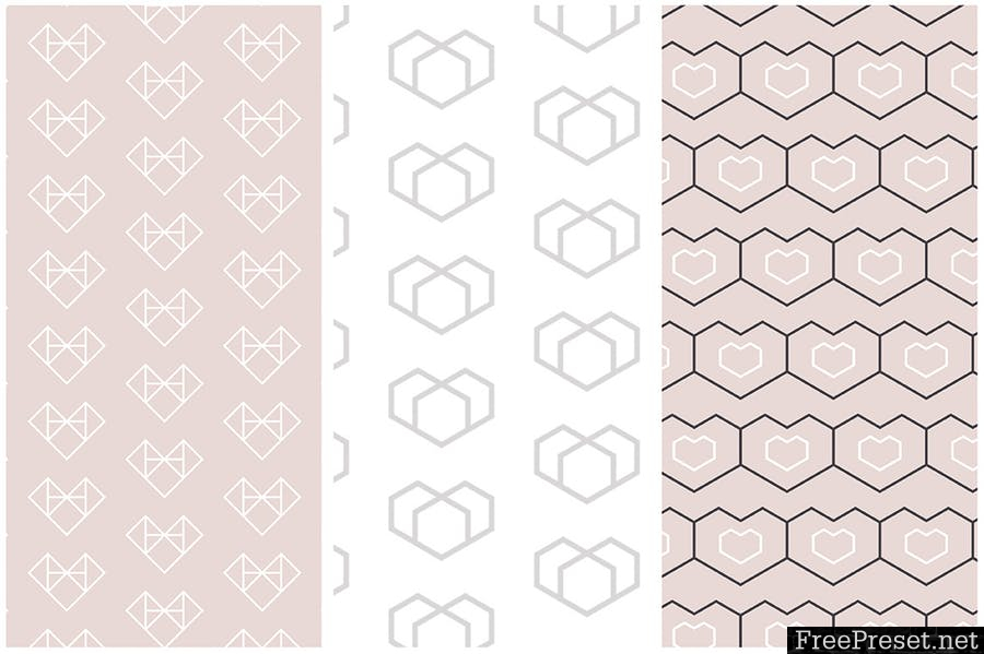 Geometric Hearts Patterns RKVJU8 - EPS, AI, JPG, PNG