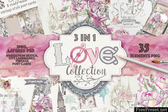 Love collection 3 in 1 VCCF9M - PSD, PNG, JPG