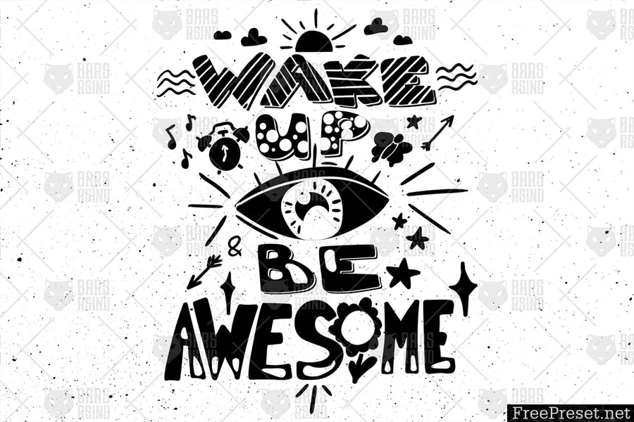 Motivational Overlay - Wake Up And Be Awesome  YDPLLW - AI, EPS, JPG, PNG