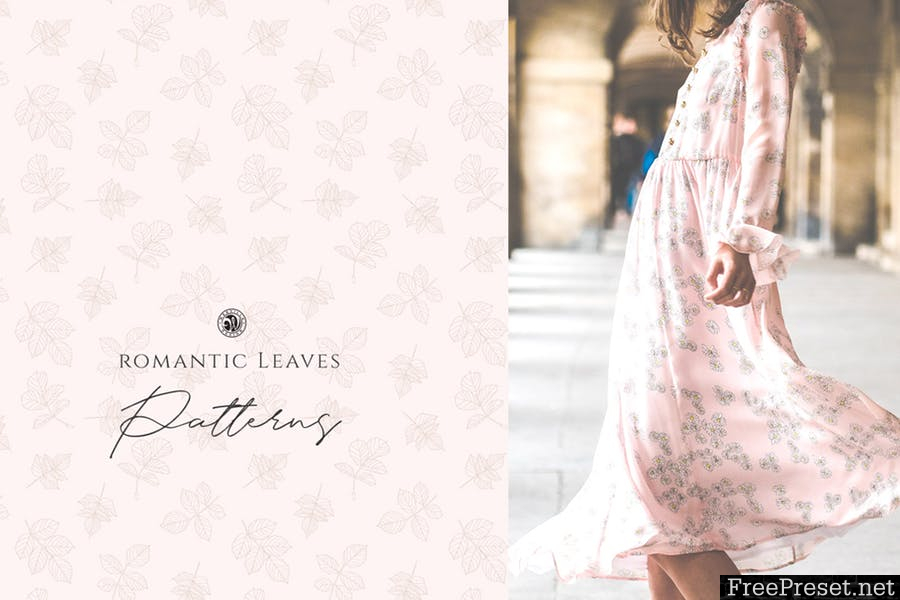 Romantic Leaves Patterns DXDW2N - AI, PNG