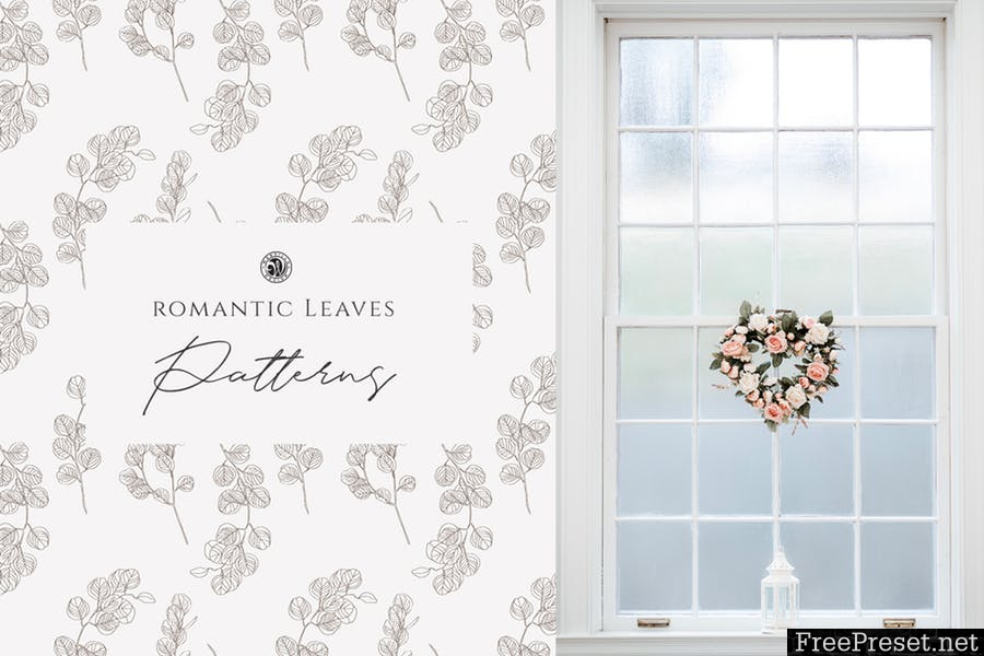 Romantic Leaves Patterns DXDW2N - AI, PNG