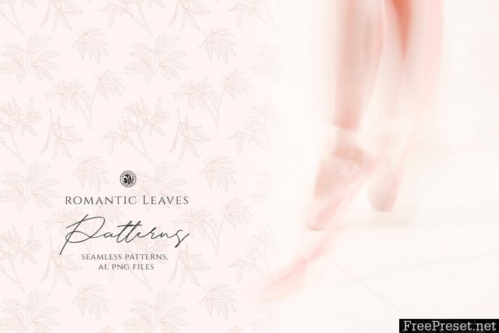 Romantic Leaves Patterns DXDW2N - AI, PNG