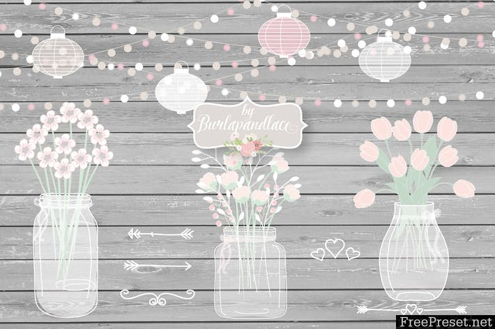 Rustic Mason Jar Country Wedding NVD3UG - EPS, PNG, JPG