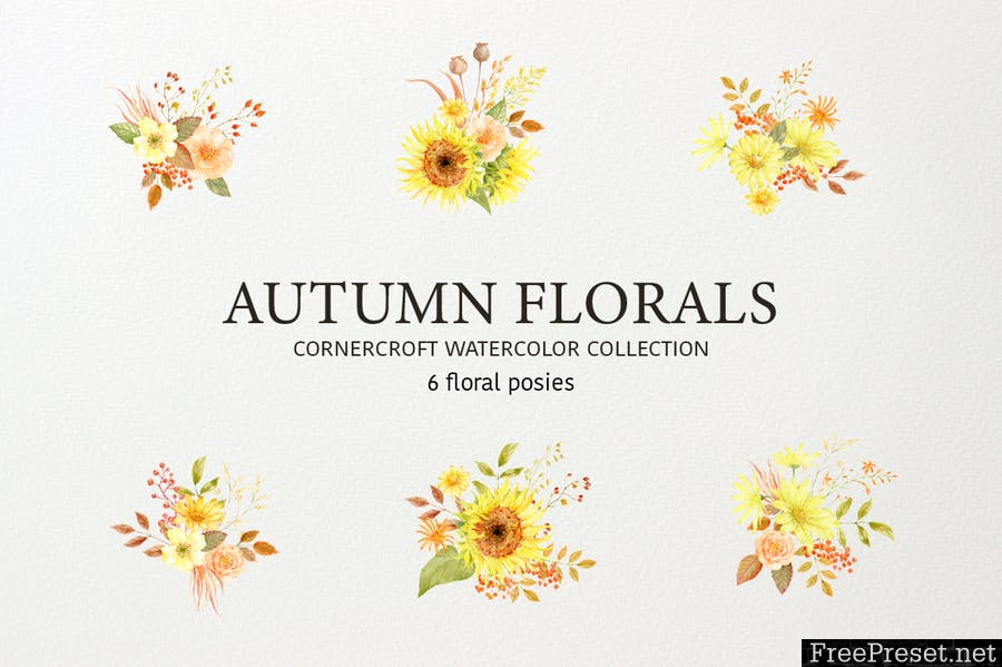 Watercolor Autumn Florals Collection PWPG4P - PNG, JPG