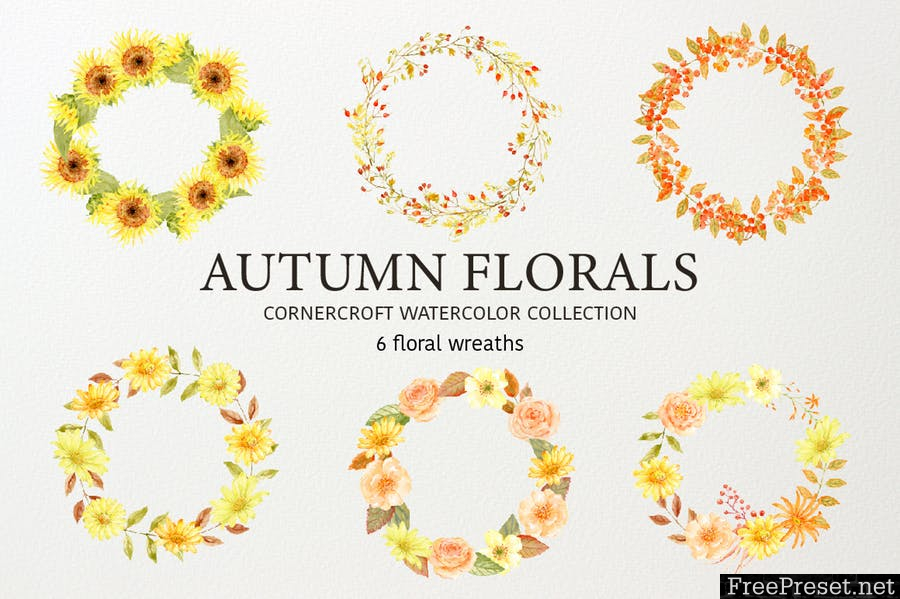 Watercolor Autumn Florals Collection PWPG4P - PNG, JPG