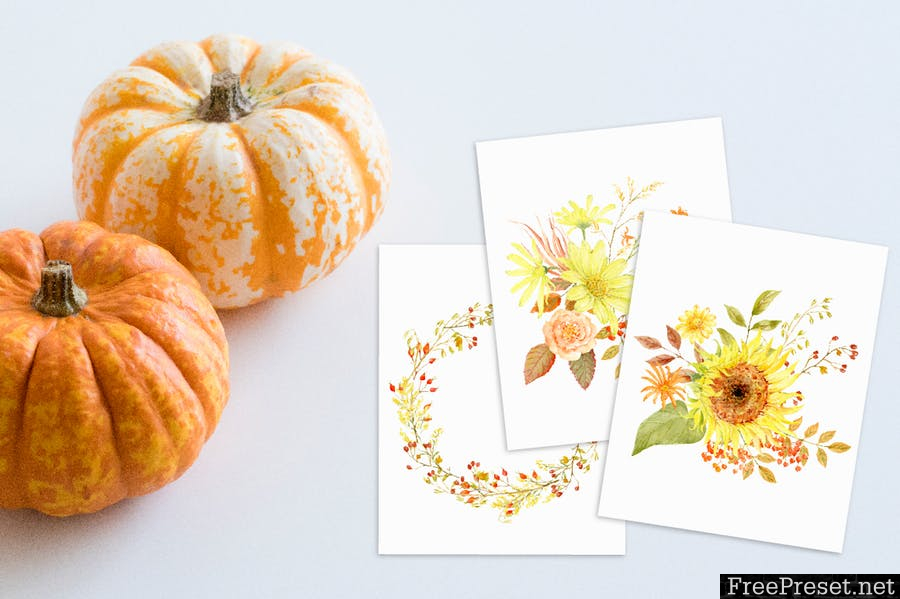 Watercolor Autumn Florals Collection PWPG4P - PNG, JPG