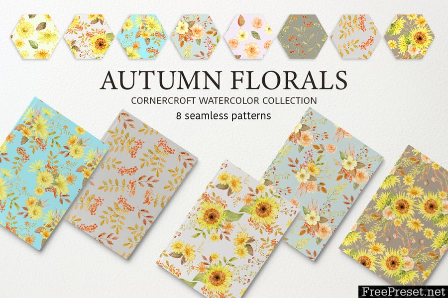 Watercolor Autumn Florals Collection PWPG4P - PNG, JPG