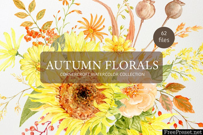 Watercolor Autumn Florals Collection PWPG4P - PNG, JPG