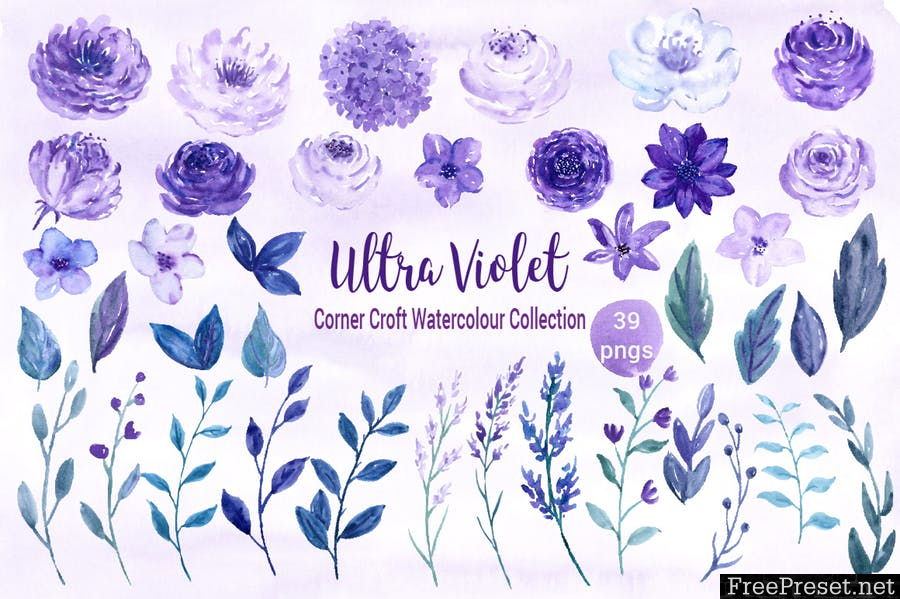 Watercolor Ultra Violet Collection 2HH7XD - JPG, PNG