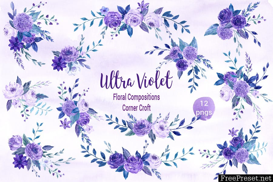 Watercolor Ultra Violet Collection 2HH7XD - JPG, PNG