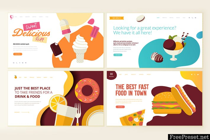 Web Page Design Templates for Food and Drink LWQU6RM - EPS, JPG