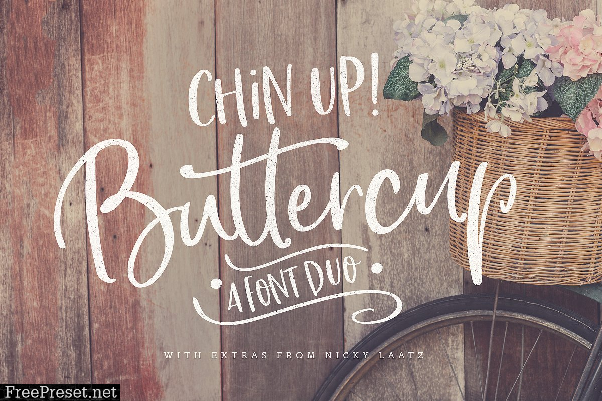 Chin Up Buttercup Font Duo & Extras 2045262