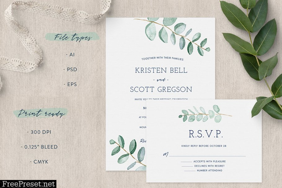 Eucalyptus Wedding Invitation Suite 2792808