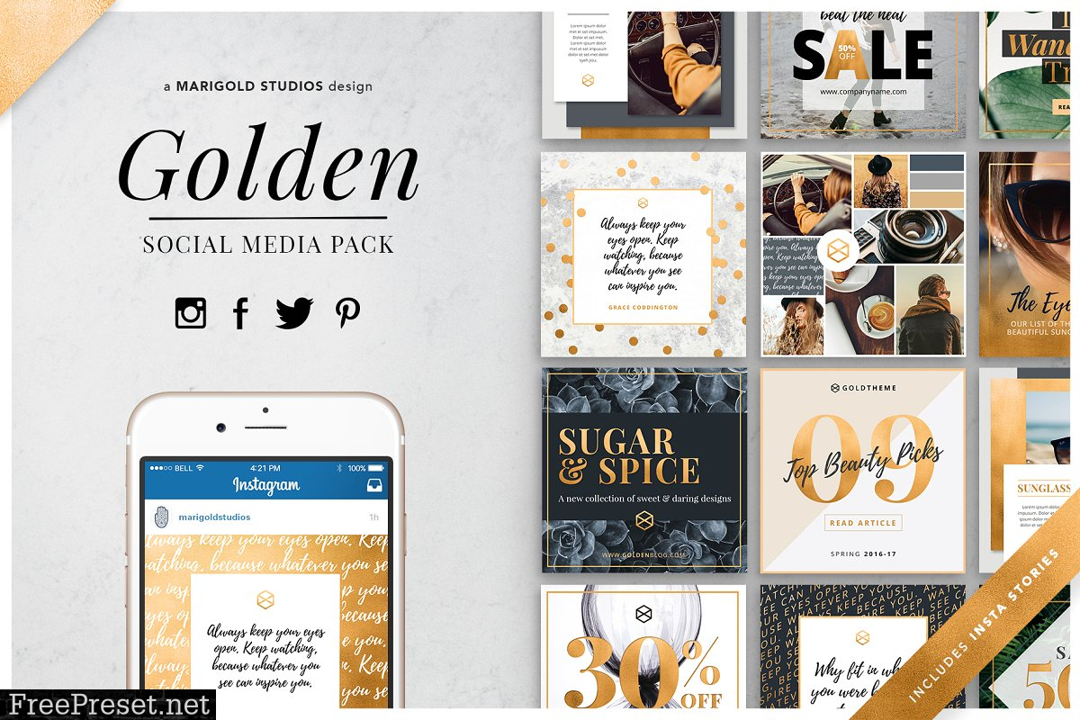 GOLDEN Theme | Social Media Pack 1032915