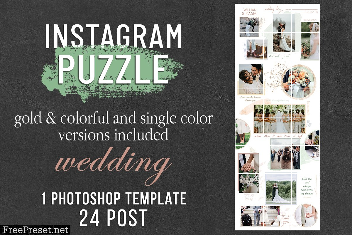 Instagram Puzzle Template - Wedding