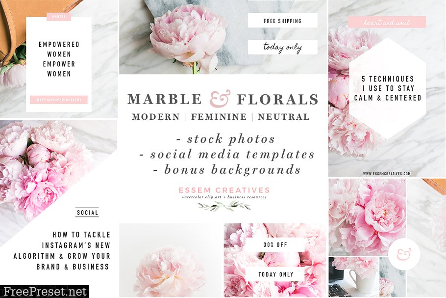 Marble Floral Social Media Branding 1673191