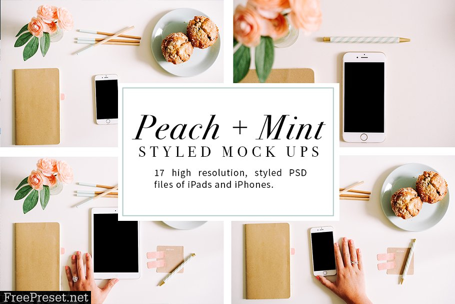 Peach + Mint Styled Tech Mock-Ups 806878