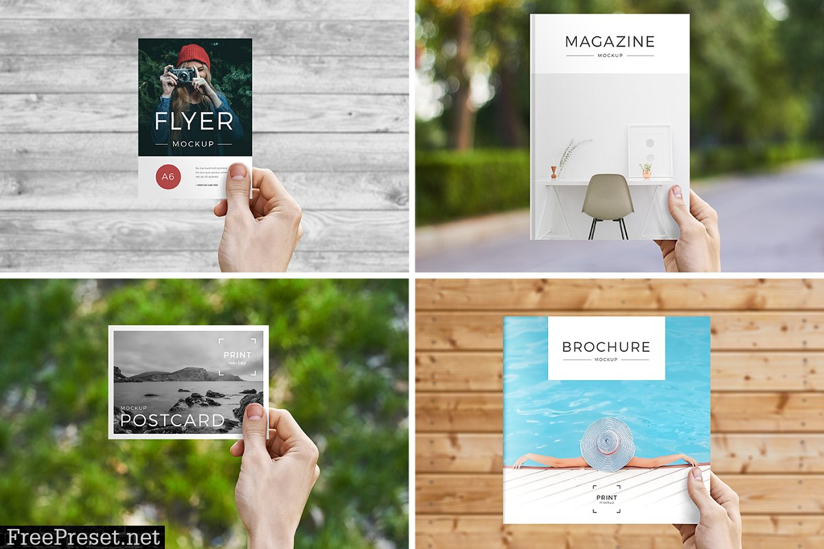 Print Mockup: Flyer, Magazine, Card 1503916