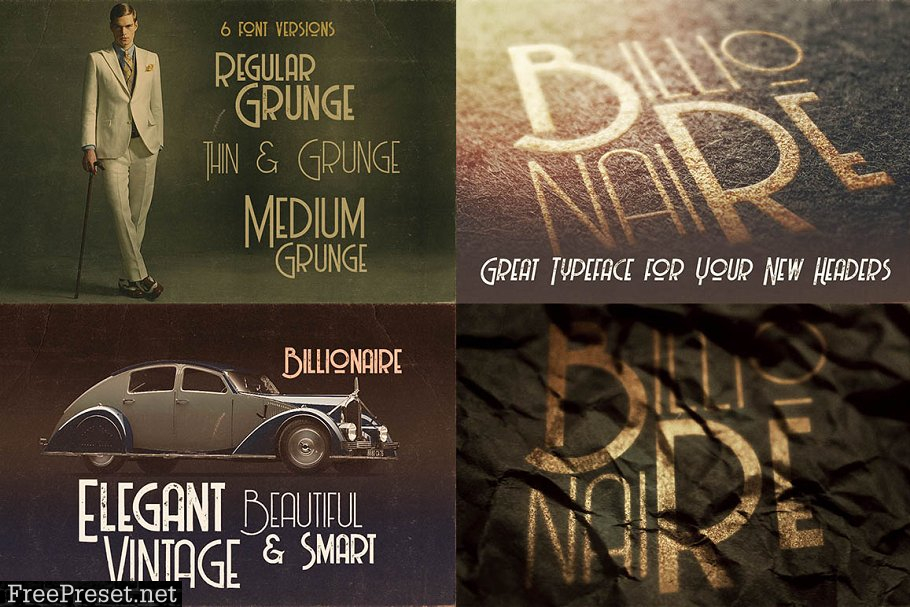 14 Vintage Display Fonts - 76 Fonts 1825087