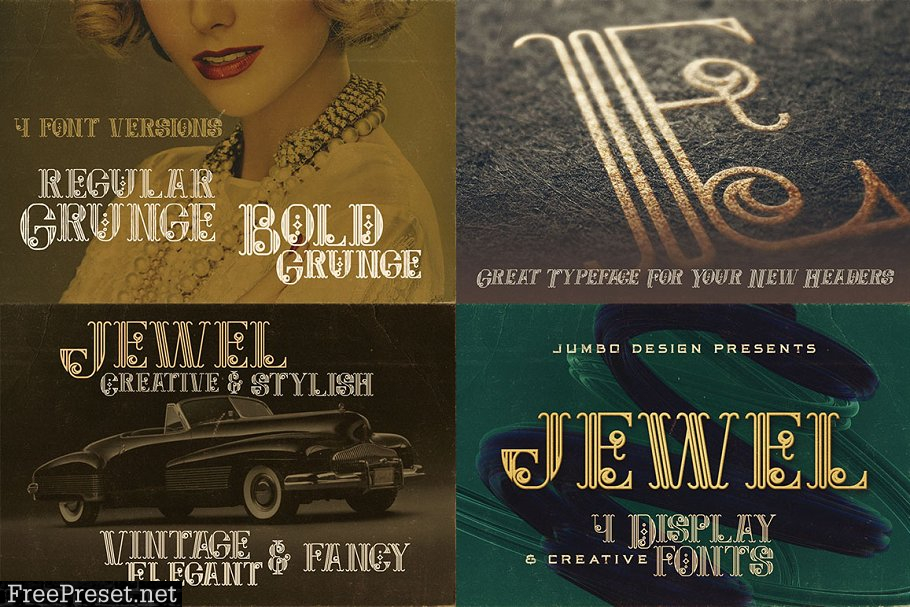 14 Vintage Display Fonts - 76 Fonts 1825087