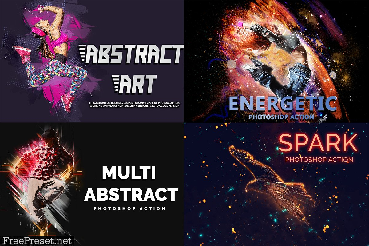 4 in 1 Abstract Art Photoshop Action 4046990