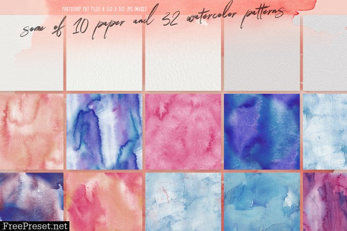 32 Watercolor & Paper Patterns