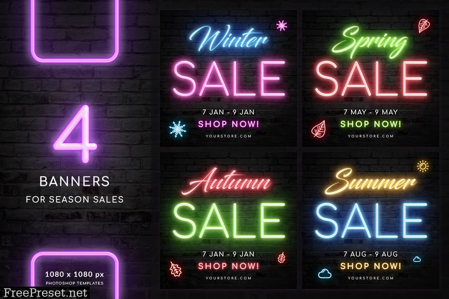 Neon Sale Instagram Banners XR9475B