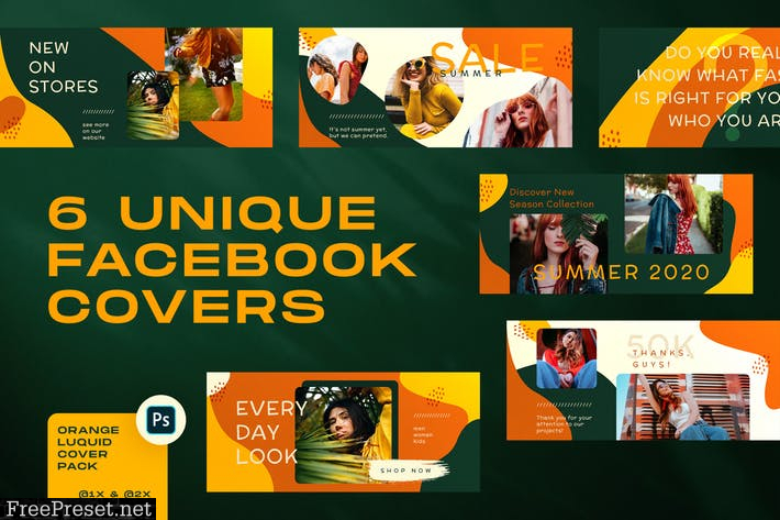 Orange Liquid Facebook Covers TYHEZQR