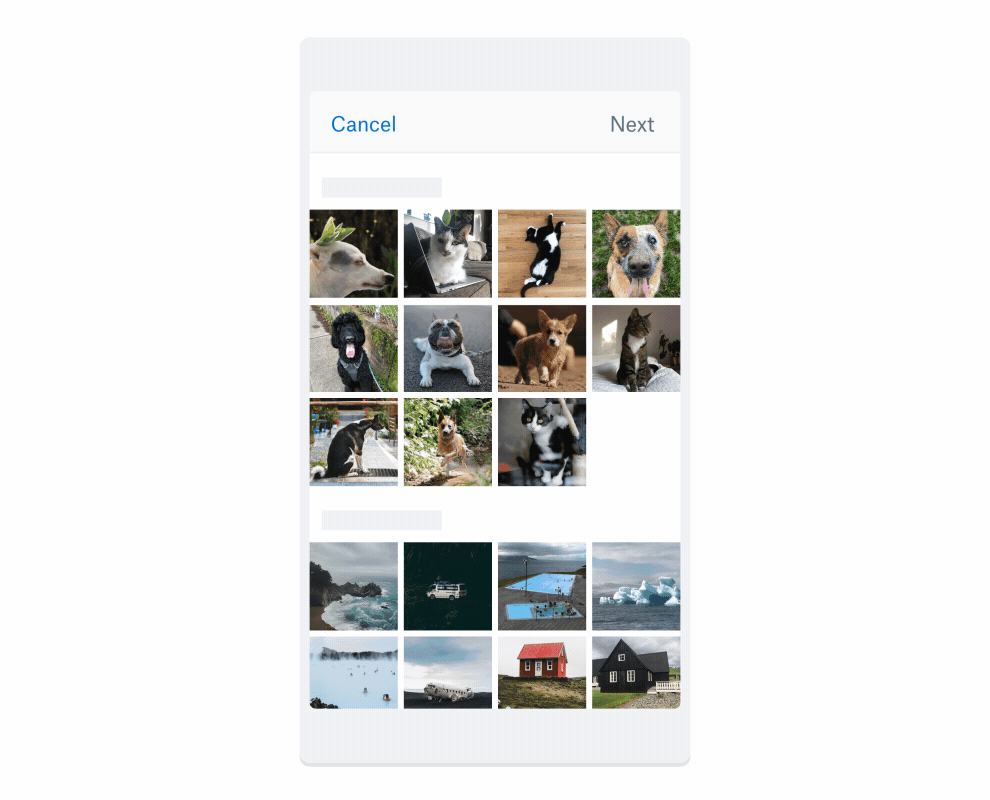 A GIF screenshot of dropbox photo upload feature