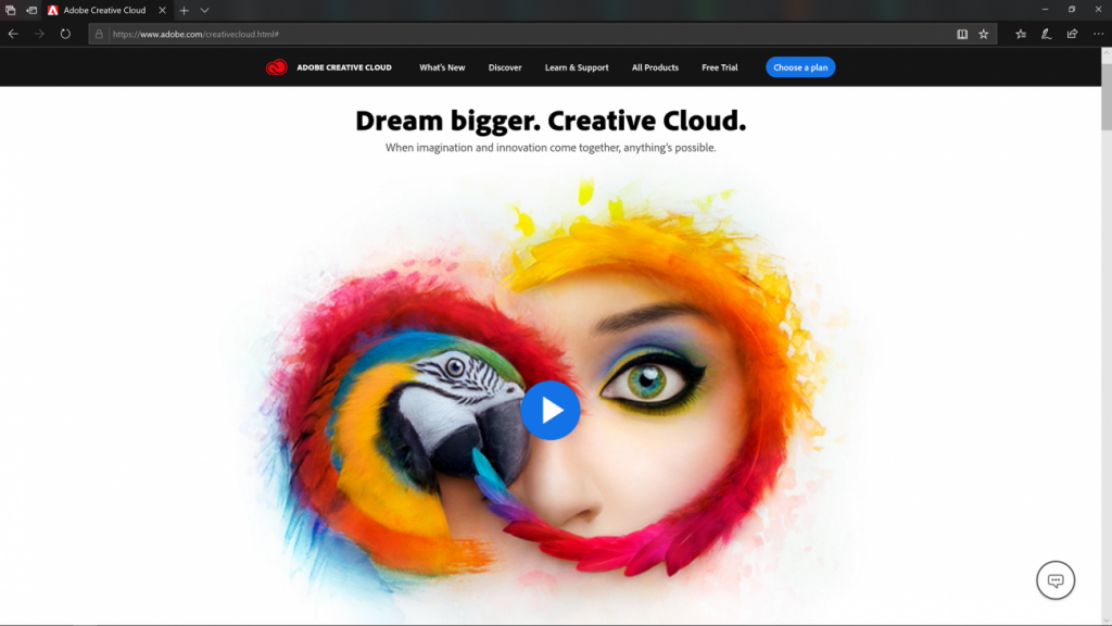 Screenshot of the Adobe Creative Cloud online photo storage home page