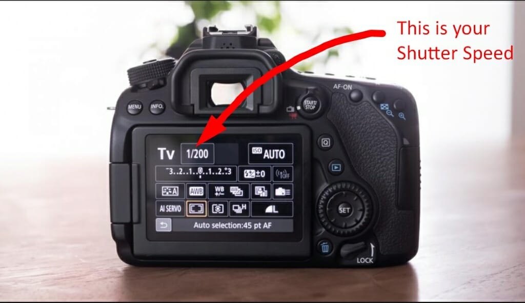 Image showing shutter speed settings on the back of a DSLR camera