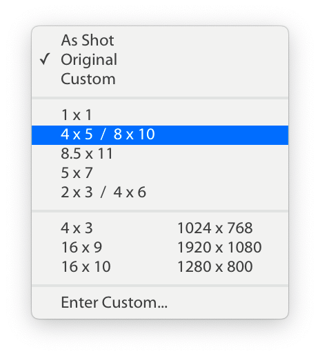 Lightroom Classic Aspect Ratios