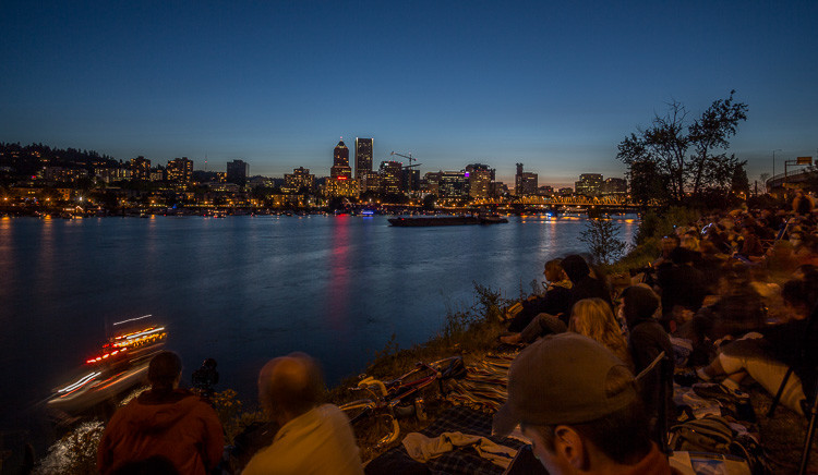 Getting the exposure set correctly for fireworks display by doing a test shot ISO 100, f/10, for 5 seconds