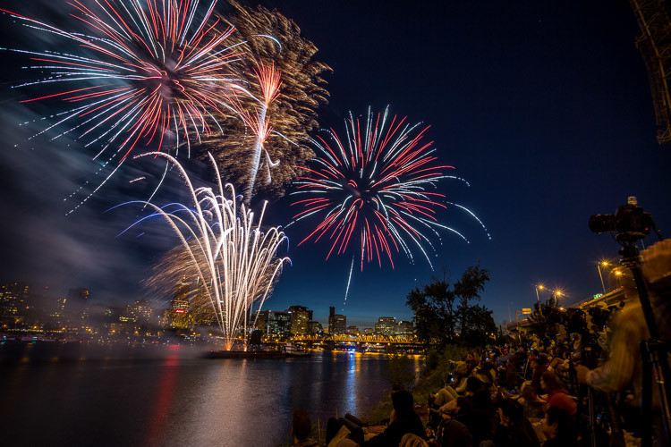 compose your photo by using the crowds in your fireworks photography to add a human element and give perspective